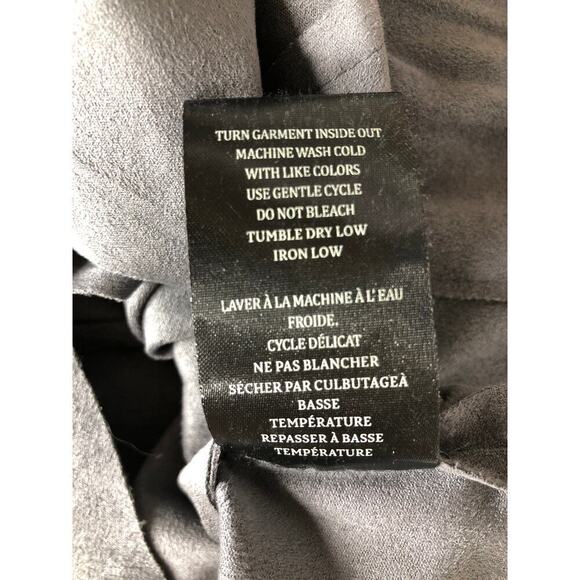 Blank NYC Drape Front Jacket Faux Suede Slouchy Zip Up Motorcycle Gray NWT Small - Picture 7 of 8